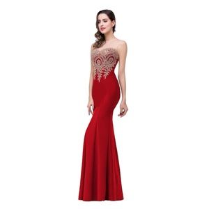 Baby Online Red Form Fitting Prom Dress
